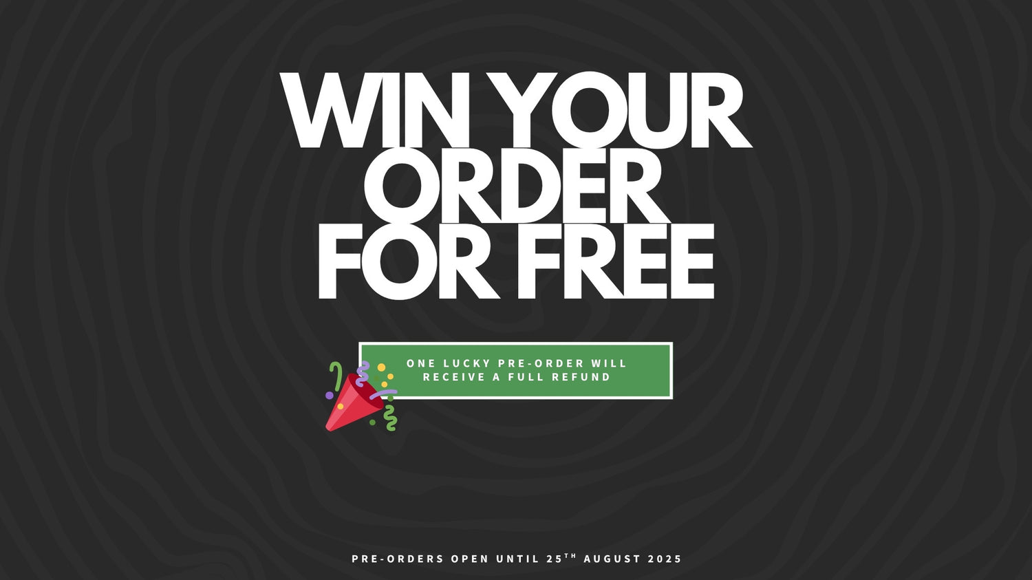 Win your order for free. Promotional text on dark banner
